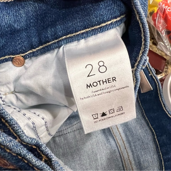 NWOT Mother The Super Stunner Ankle Jeans Double Vision 28 Heart Pocket Painted - Picture 9 of 11